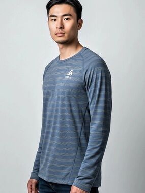 Odlo Men's Striped Long Sleeve XL Like New